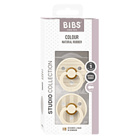 Bibs Pacifier Studio Colour 2 Pack Pin Latex Size 1 Ivory Vanilla Mix