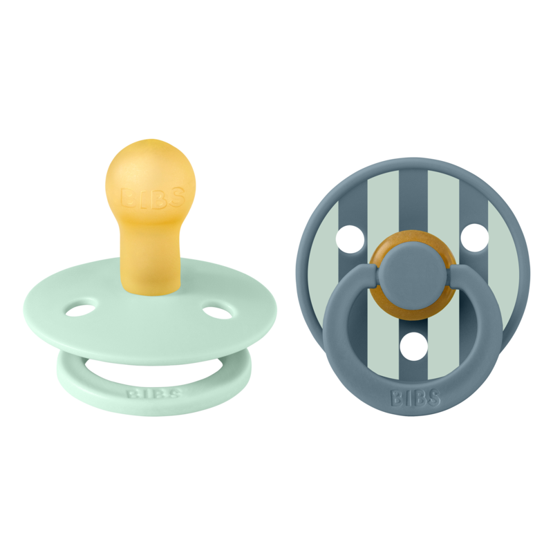 BIBS Pacifier Studio Colour 2 PACK Block Latex Size 1 Nordic Mint Petrol Mix