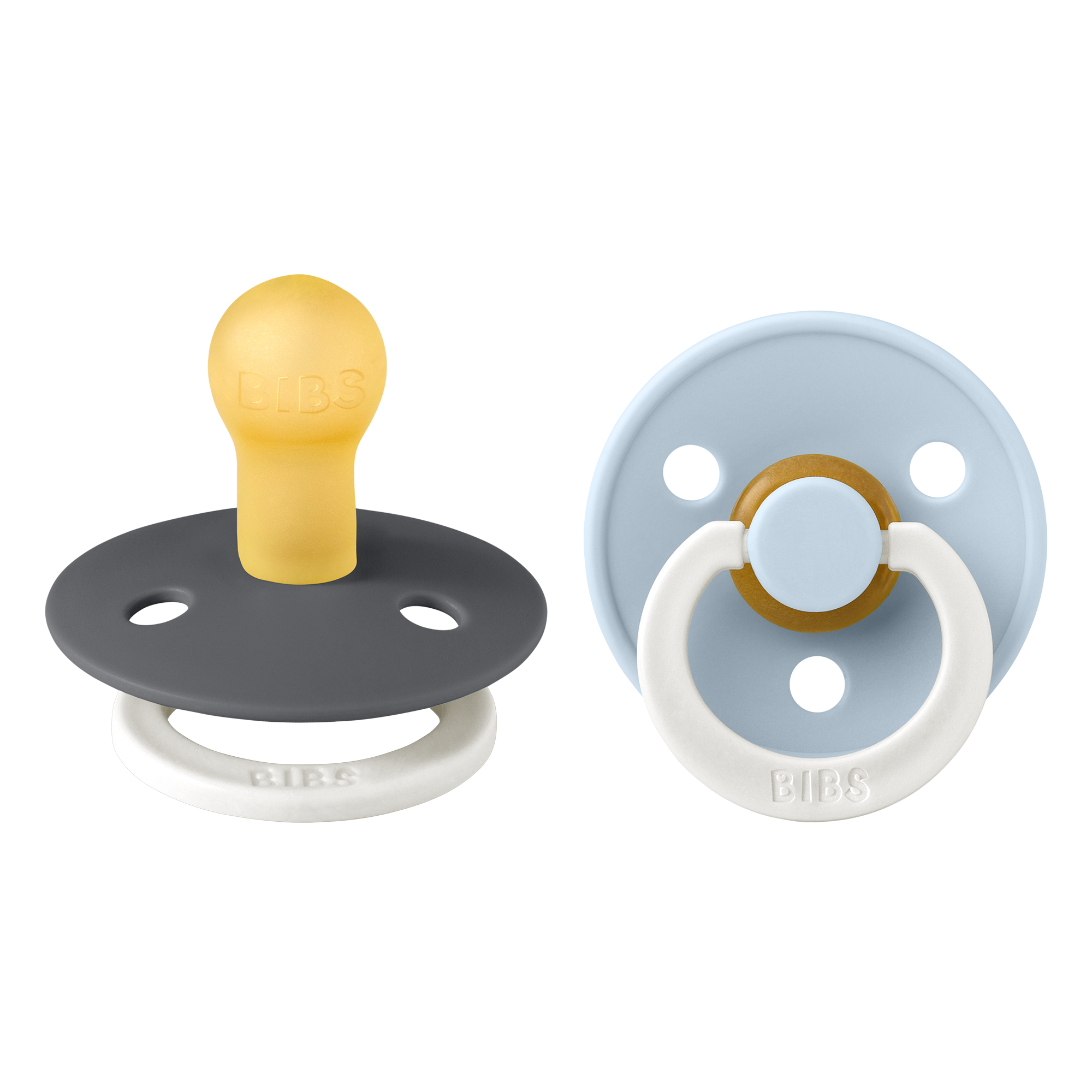 Bibs Colour 2 Pack Latex Size 1 Iron Glow/Baby Blue Glow