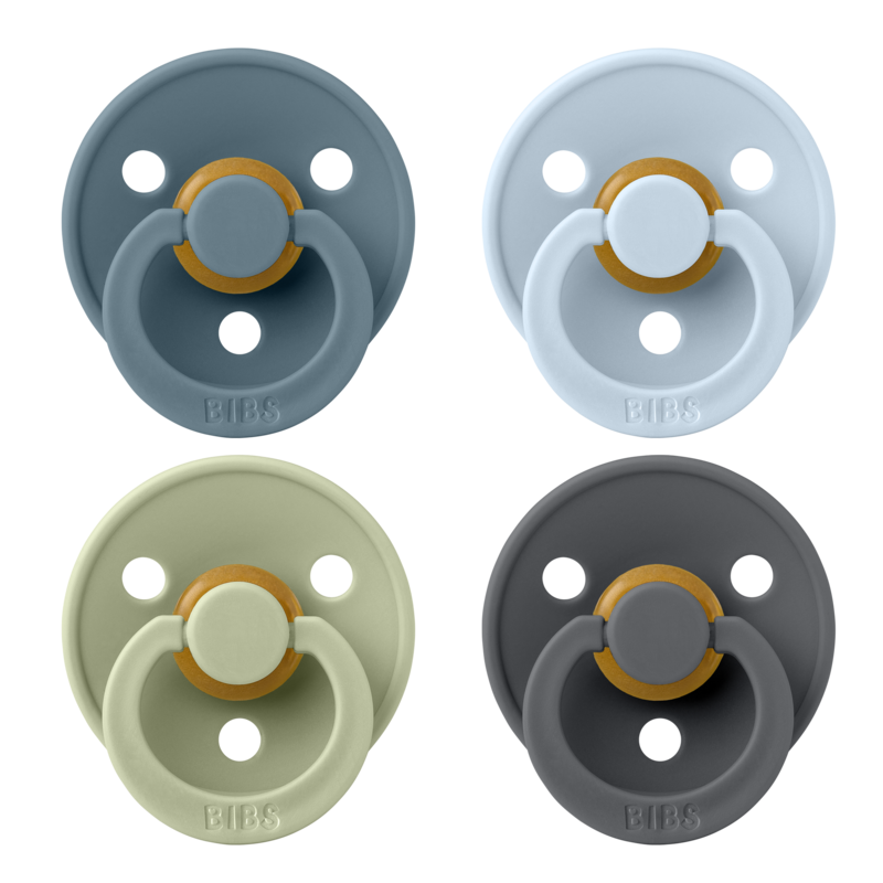 BIBS Pacifier Colour 4 PACK Latex Size 1 Petrol/Sage/Baby Blue/Iron