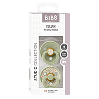 Bibs Pacifier Studio Colour 2 Pack Jasmine Latex Size 2 Sage Mix