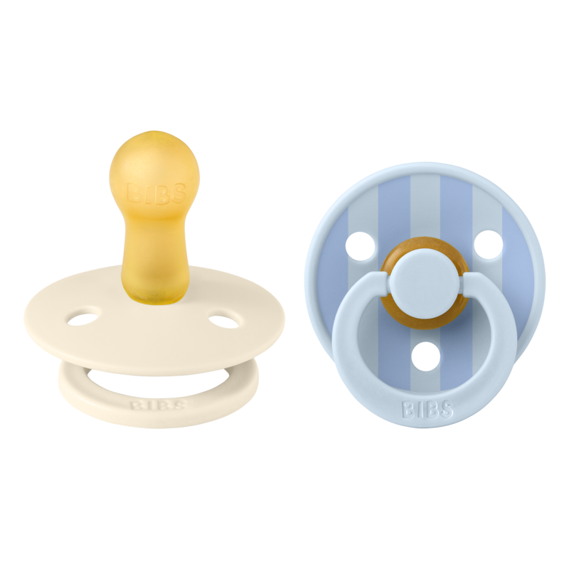 BIBS Pacifier Studio Colour 2 PACK Block Latex Size 2 Baby Blue Dusty Blue Mix