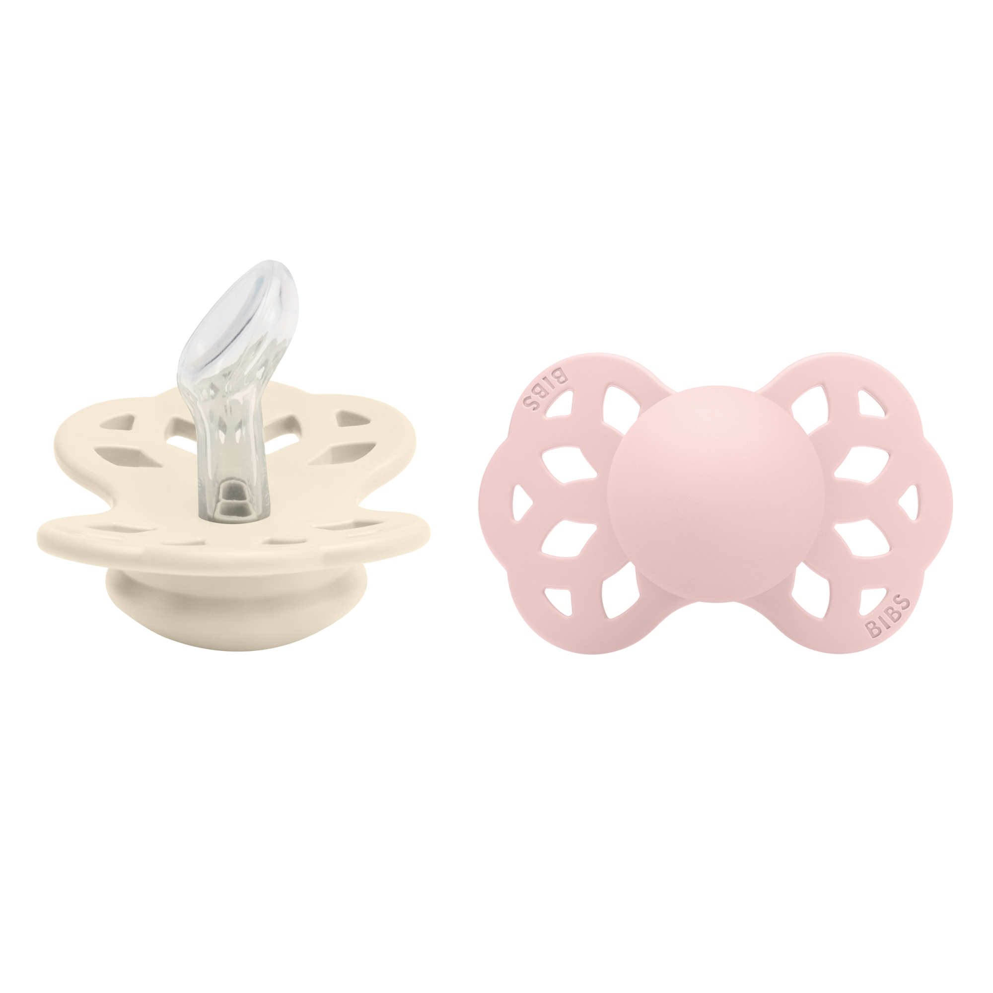 Bibs Infinity 2 Pack Silicone Anatomical Size 1 Ivory/Blush