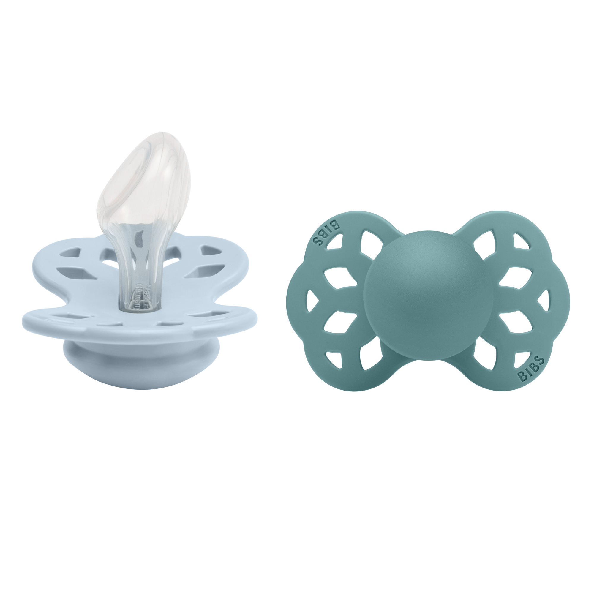 Bibs Infinity 2 Pack Silicone Anatomical Size 2 Baby Blue/Island Sea