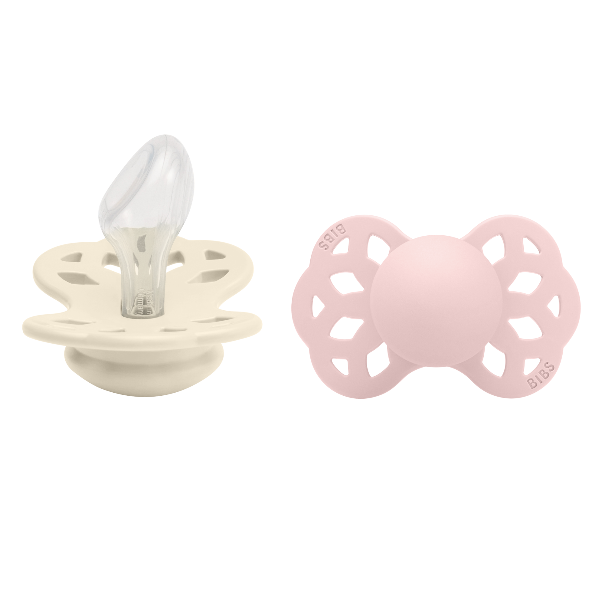 Bibs Infinity 2 Pack Silicone Anatomical Size 2 Ivory/Blush