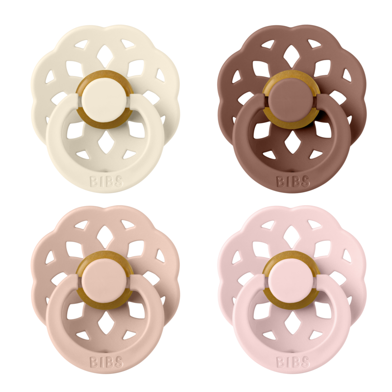 BIBS Pacifier Boheme 4 PACK Latex Size 2 Ivory/Blush/Woodchuck/Blossom