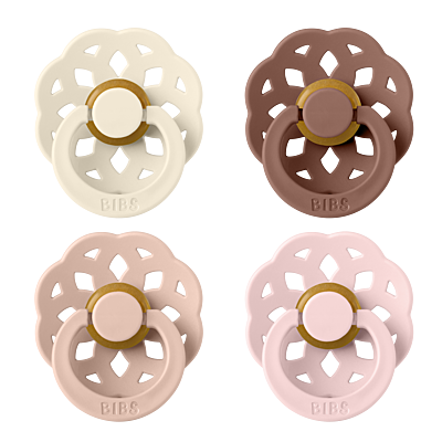 BIBS Pacifier Boheme 4 PACK Latex Size 1 Ivory/Blush/Woodchuck/Blossom