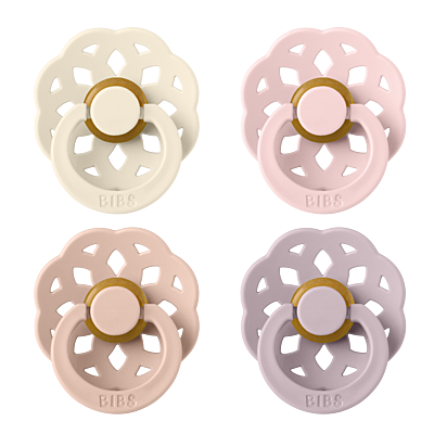 BIBS Pacifier Boheme 4 PACK Latex Size 2 Ivory/Blush/Blossom/Dusky Lilac