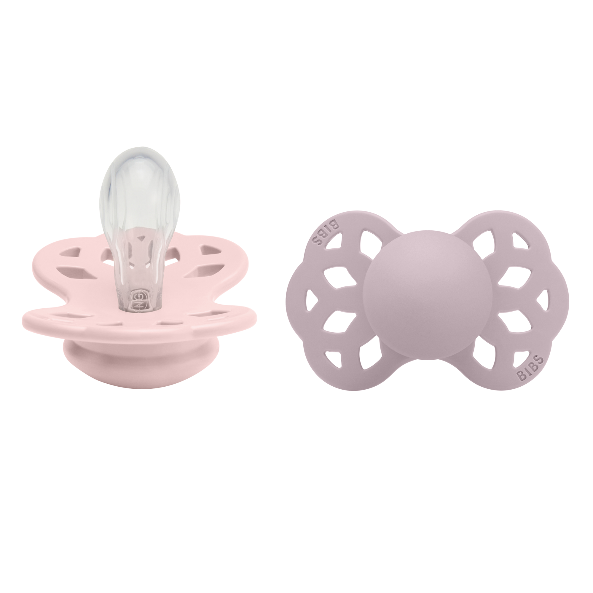 Bibs Infinity 2 Pack Silicone Symmetrical Size 1 Blossom/Dusky Lilac