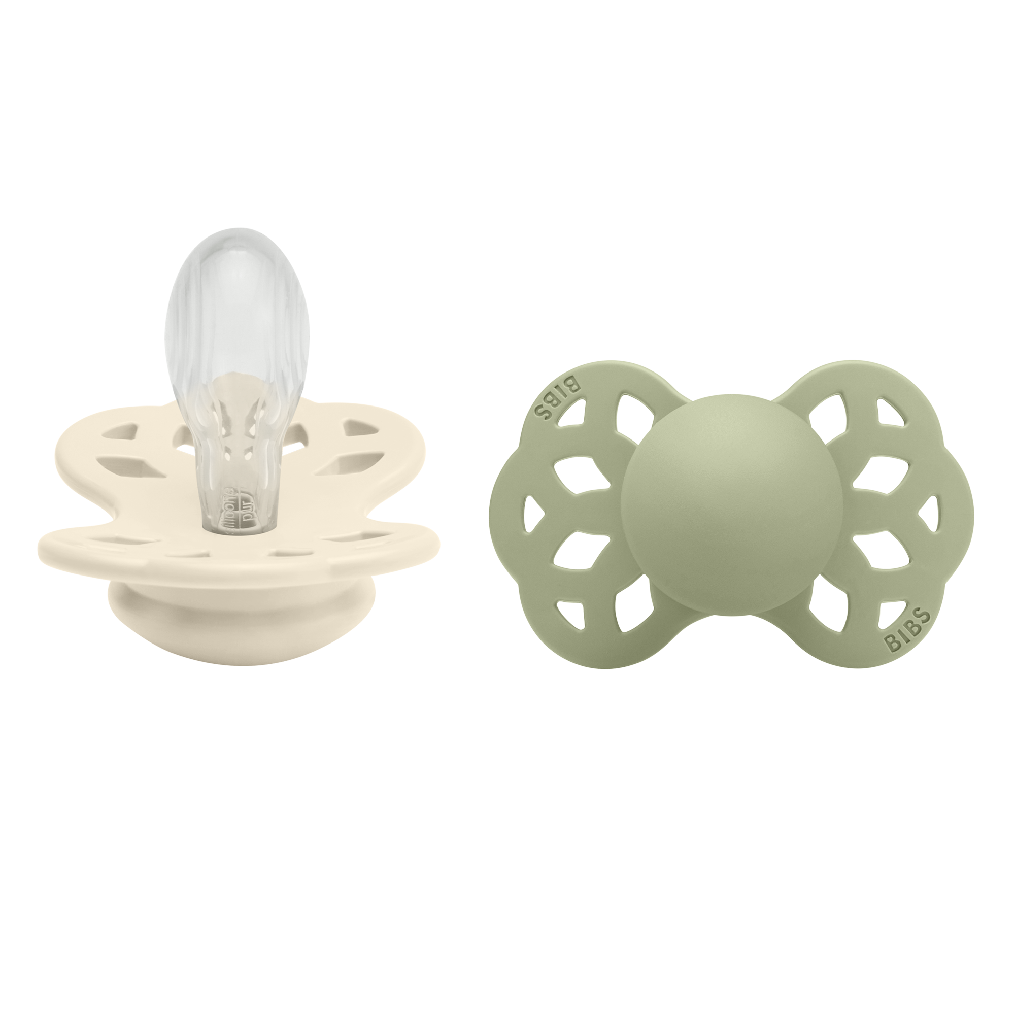 Bibs Infinity 2 Pack Silicone Symmetrical Size 2 Ivory/Sage