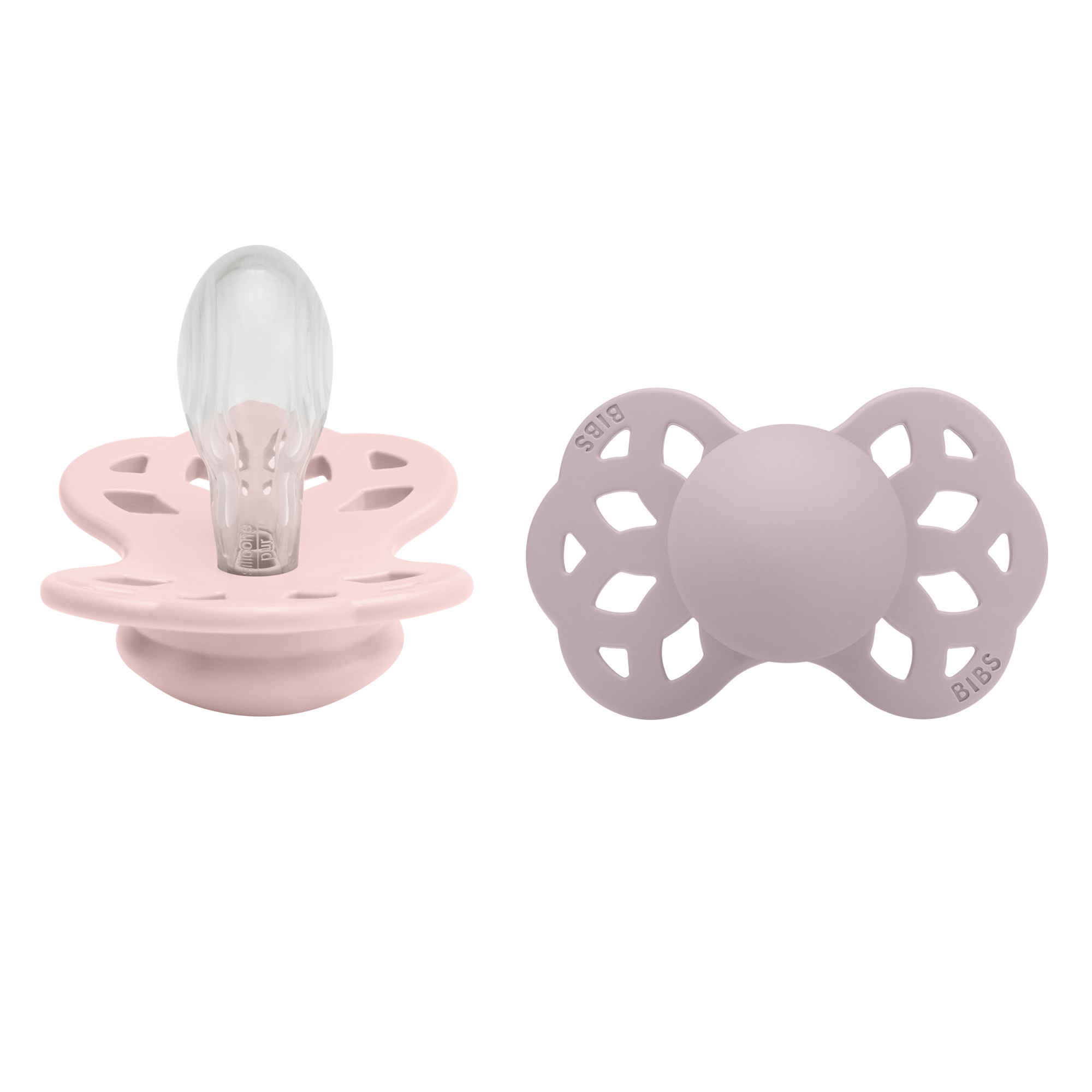 Bibs Infinity 2 Pack Silicone Symmetrical Size 2 Blossom/Dusky Lilac