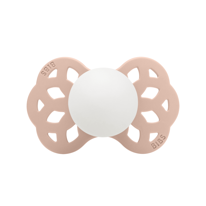 BIBS Pacifier Infinity Symmetrical Silicone Size 1 Blush GLOW