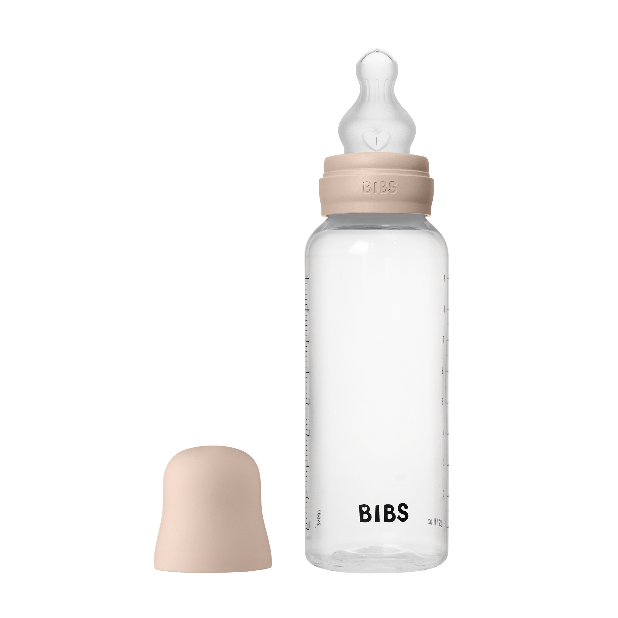 Bibs Baby Bottle Round Silicone 1 pack 270ml Medium Flow Blush