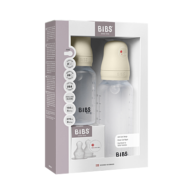 Bibs Grow and Flow Baby Bottle Round Silicone Set 150ml/270ml Ivory