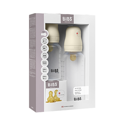 Bibs Grow and Flow Baby Bottle Round Latex Set 150ml/270ml Ivory