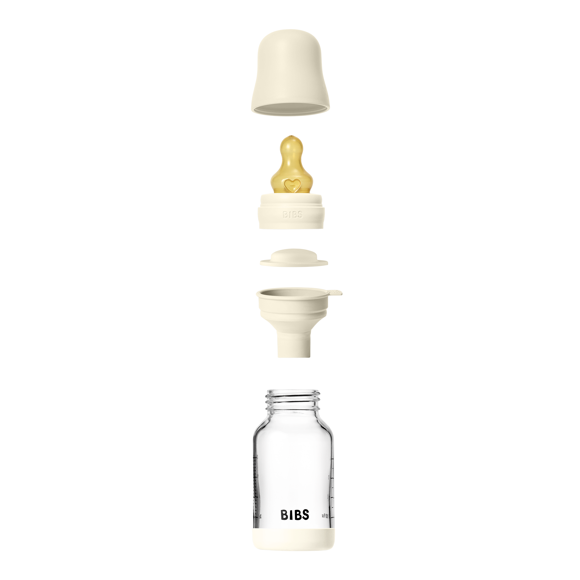 Bibs Glass Baby Bottle Round Latex 1 pack 120ml Slow Flow Ivory Bibs Glass Baby Bottle Round Latex 1 pack 120ml Slow Flow Ivory